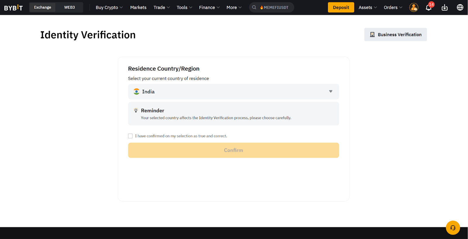 Bybit identity verification for Indian traders