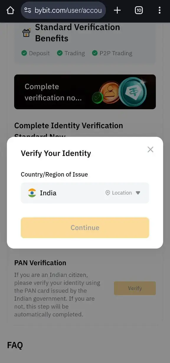 Bybit mobile identity verification for Indian traders