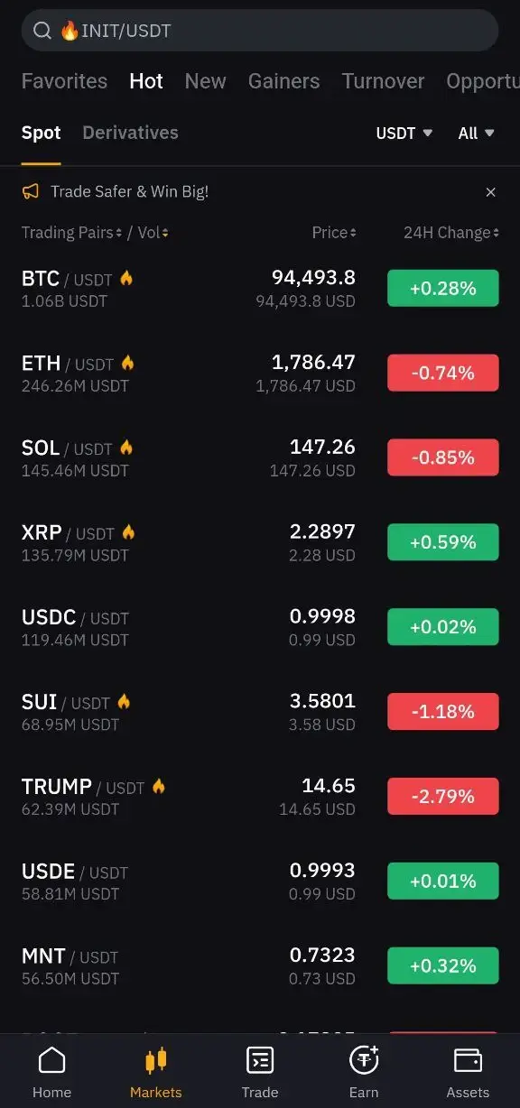 Bybit mobile spot trading pairs for Indian traders